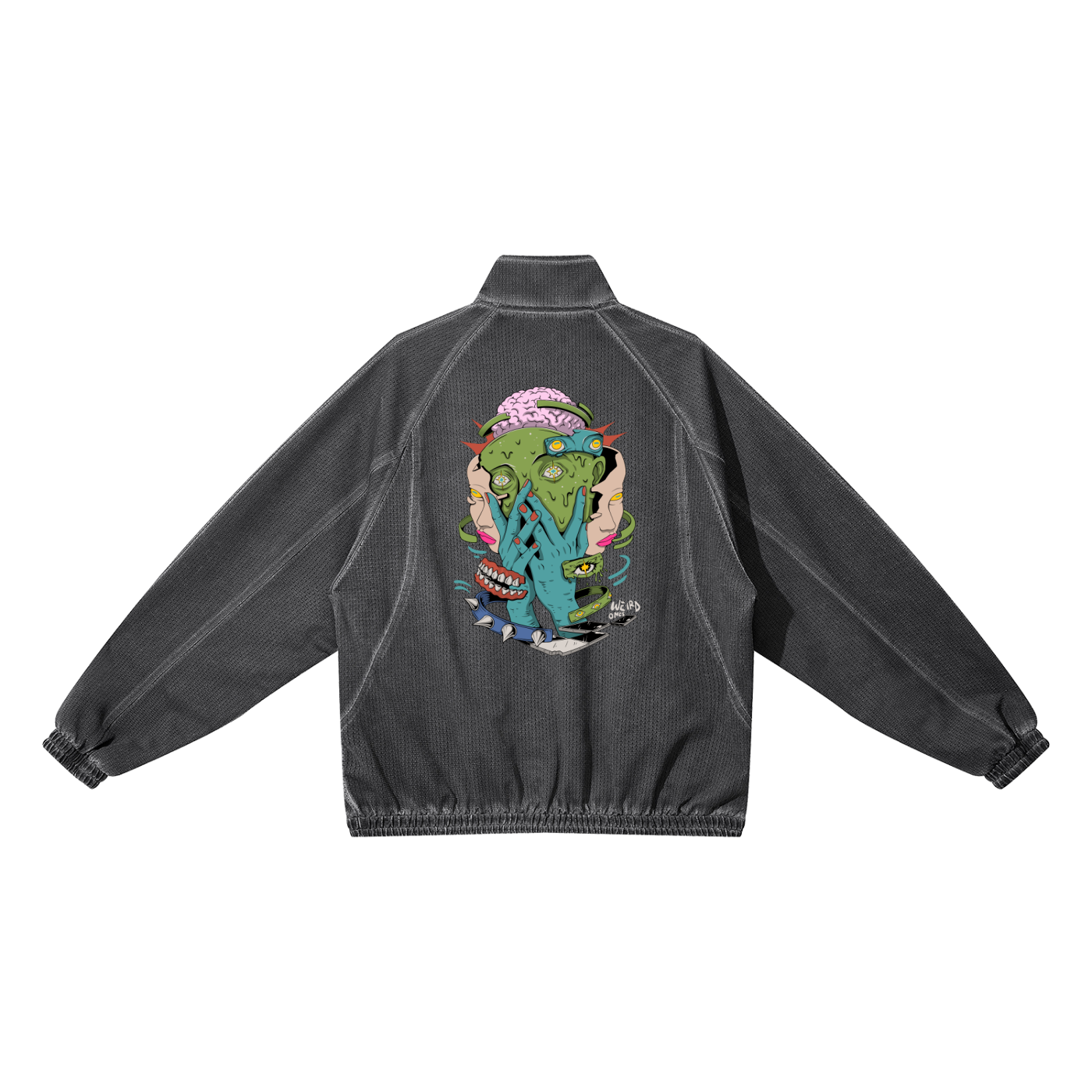 Trippy Face Unisex Vintage Wash Full Zip Mesh Jacket