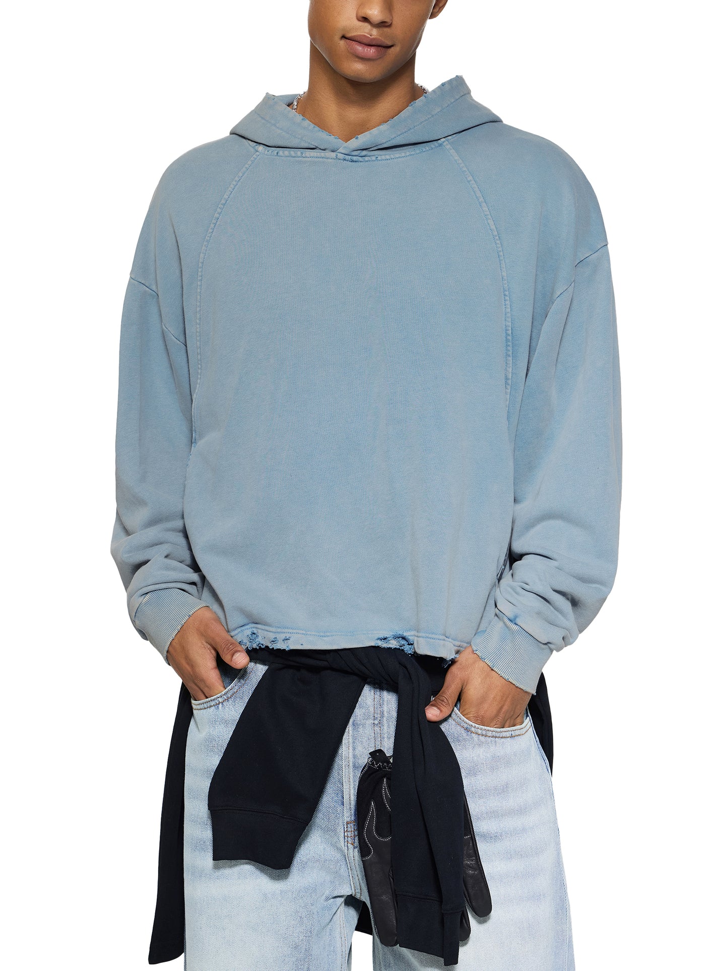 Weird Ones Vintage Washed Frayed-Hem Hoodie