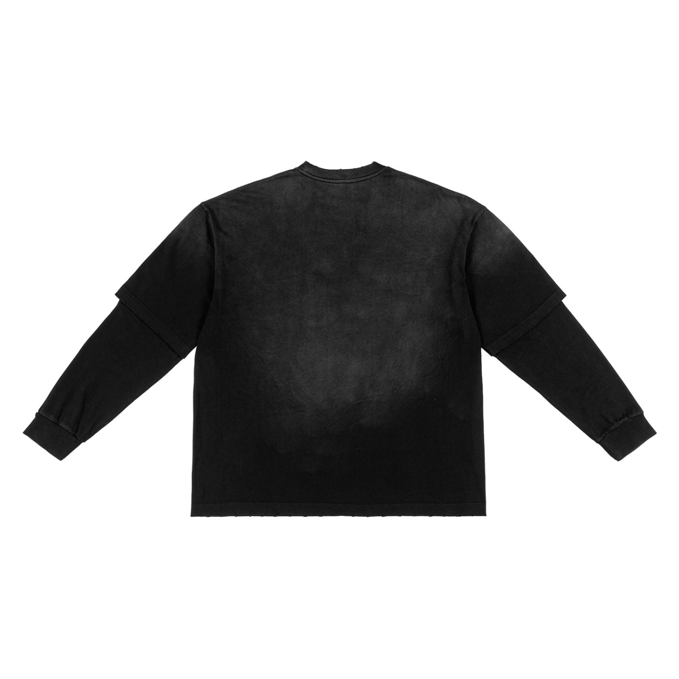 Trippy Face Sunfade Hand-Frayed Faux Two-Piece T-Shirt