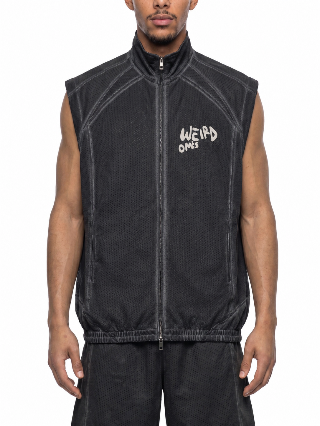 Trippy Face Unisex Vintage Wash Mesh Full-Zip Vest