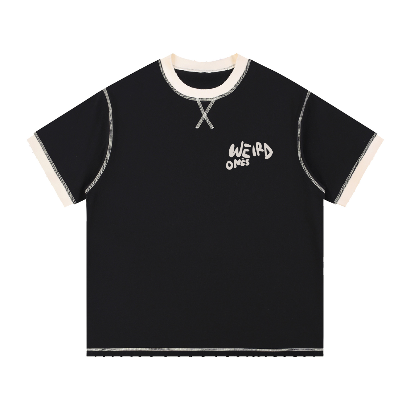 Trippy Face Contrast-Stitched Cotton T-Shirt