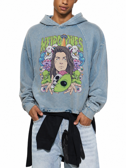 Trippz Vintage Washed Frayed-Hem Hoodie
