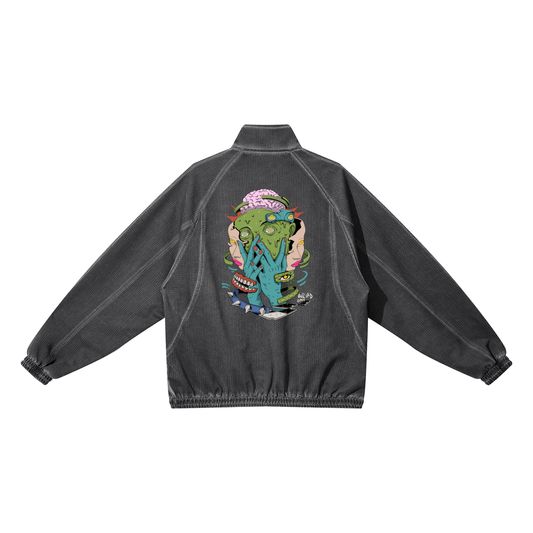 Trippy Face Unisex Vintage Wash Full Zip Mesh Jacket