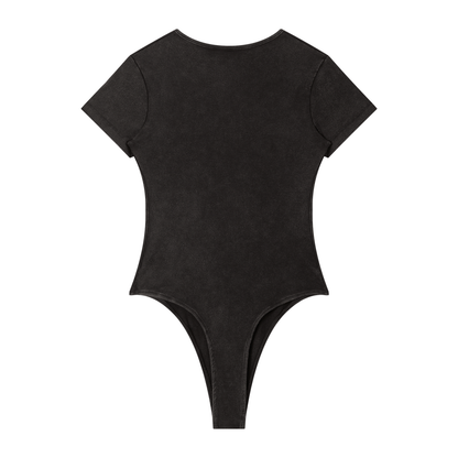Trippy Face Women's Mineral Wash Crewneck Bodysuit