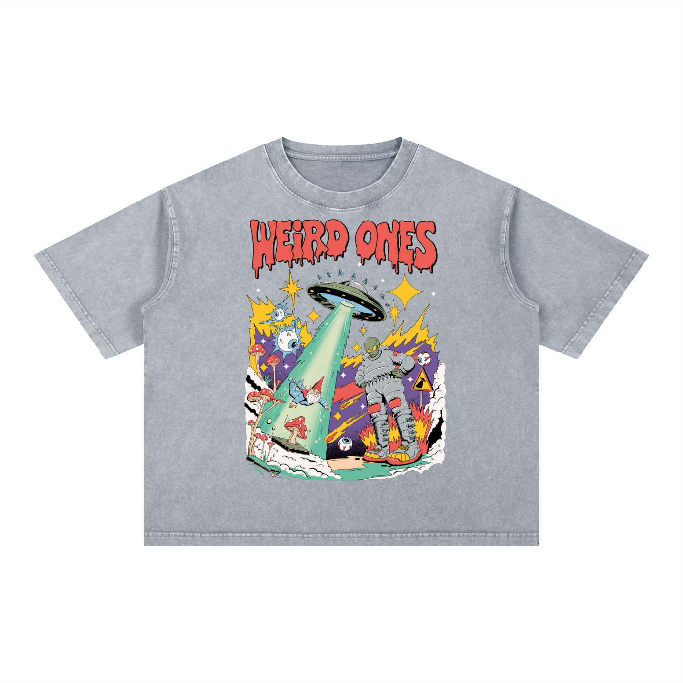 Weird Ones UFO Mineral Wash Boxy Cotton T-Shirt