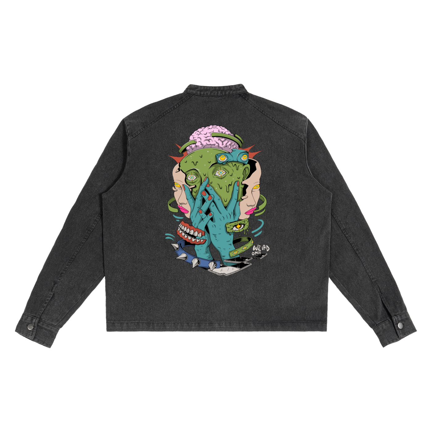 Trippy Face Denim Vintage Washed Jacket