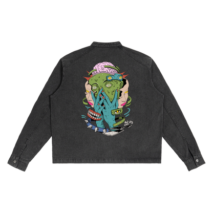 Trippy Face Denim Vintage Washed Jacket