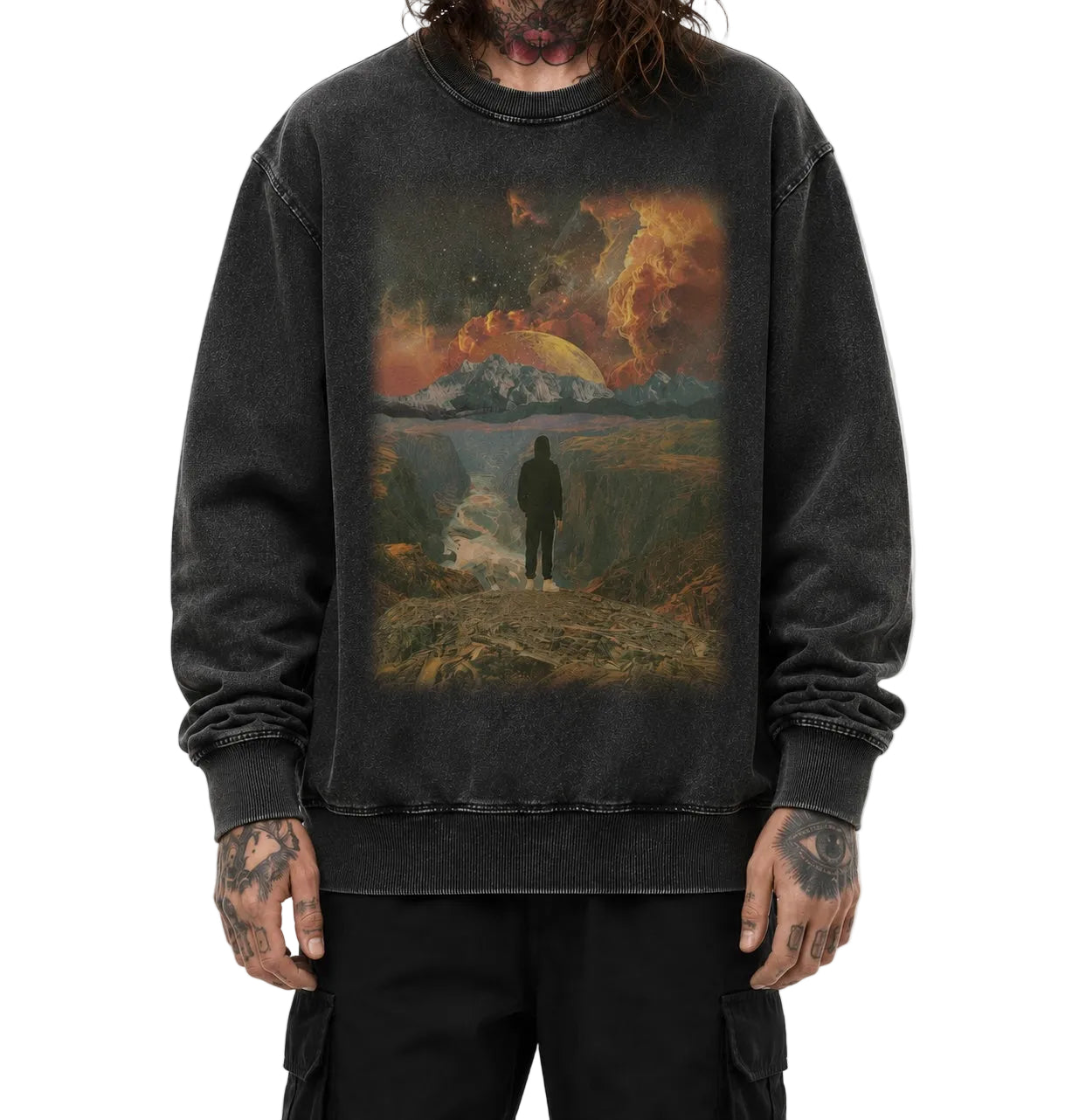 Fell From Heaven Snow Wash Oversized Crewneck Sweatshirt