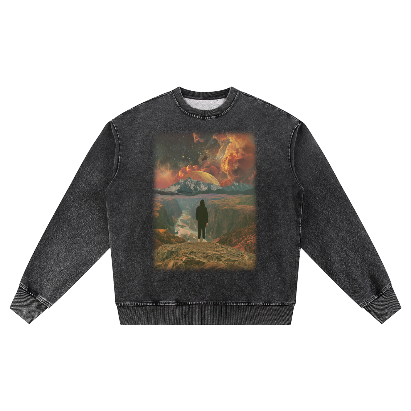 Fell From Heaven Snow Wash Oversized Crewneck Sweatshirt