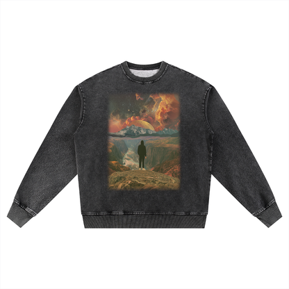 Fell From Heaven Snow Wash Oversized Crewneck Sweatshirt