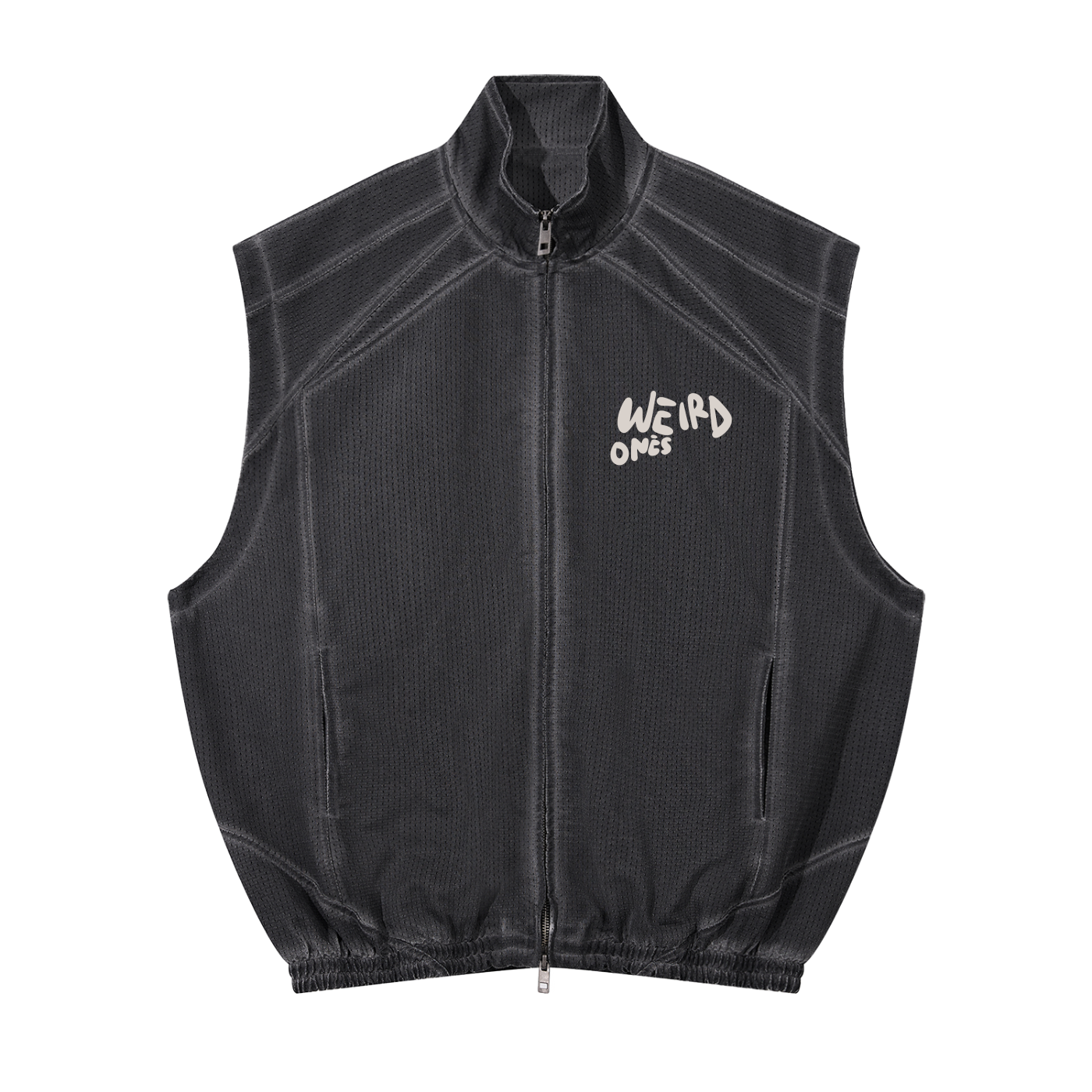 Trippy Face Unisex Vintage Wash Mesh Full-Zip Vest