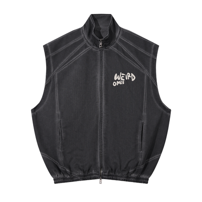 Trippy Face Unisex Vintage Wash Mesh Full-Zip Vest