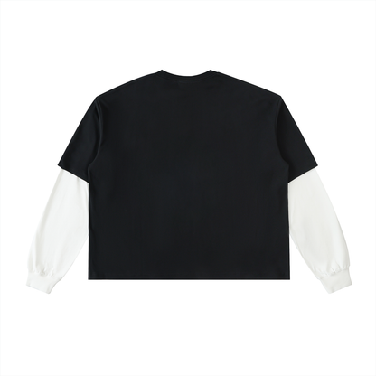 Weird Ones Layered Contrast Sleeve Cotton T-Shirt