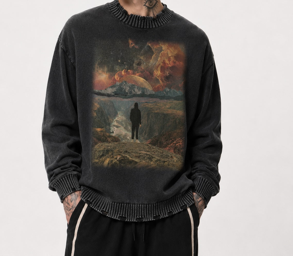 Vintage Washed Hand-Frayed Sweater