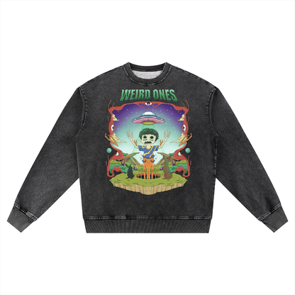 Snow Wash Oversized Crewneck Sweatshirt
