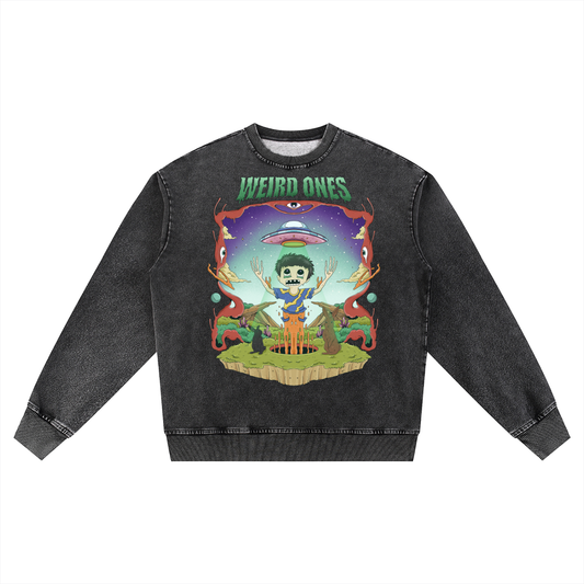 Snow Wash Oversized Crewneck Sweatshirt
