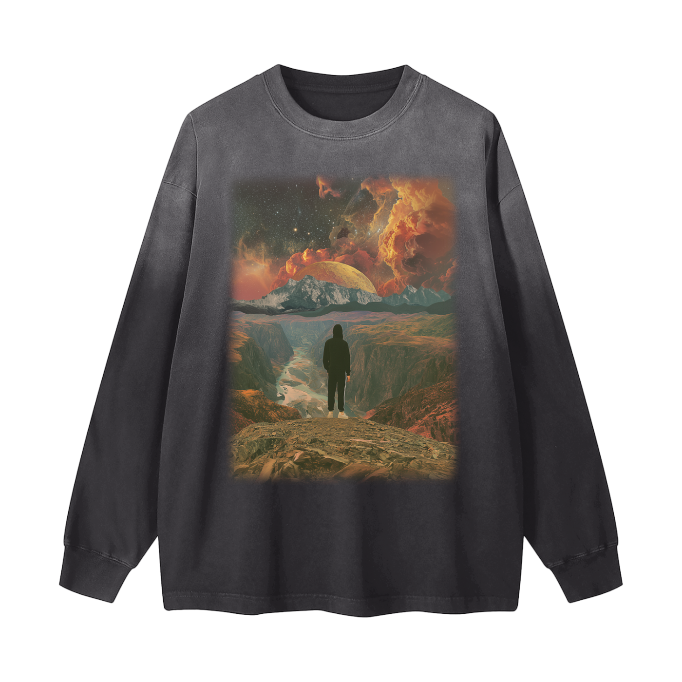 Fell From Heaven Gradient Washed Long Sleeve T-Shirt