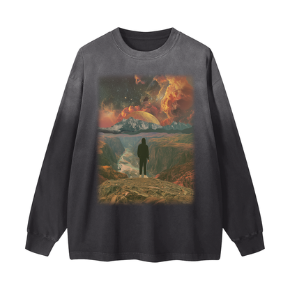 Fell From Heaven Gradient Washed Long Sleeve T-Shirt