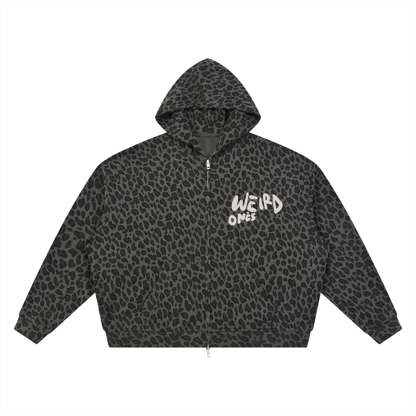 Trippy Face Unisex Leopard Print Waffle Full Zip Hoodie