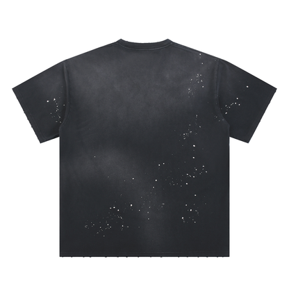 No Box Hand-Frayed Sunfade Paint Splatter T-Shirt