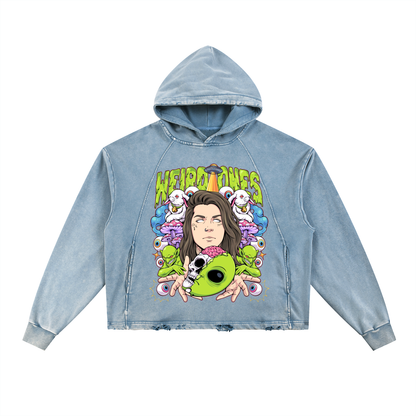 Trippz Vintage Washed Frayed-Hem Hoodie