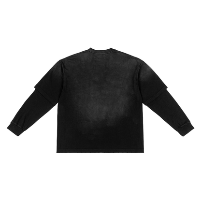 No Box Sunfade Hand-Frayed Faux Two-Piece T-Shirt