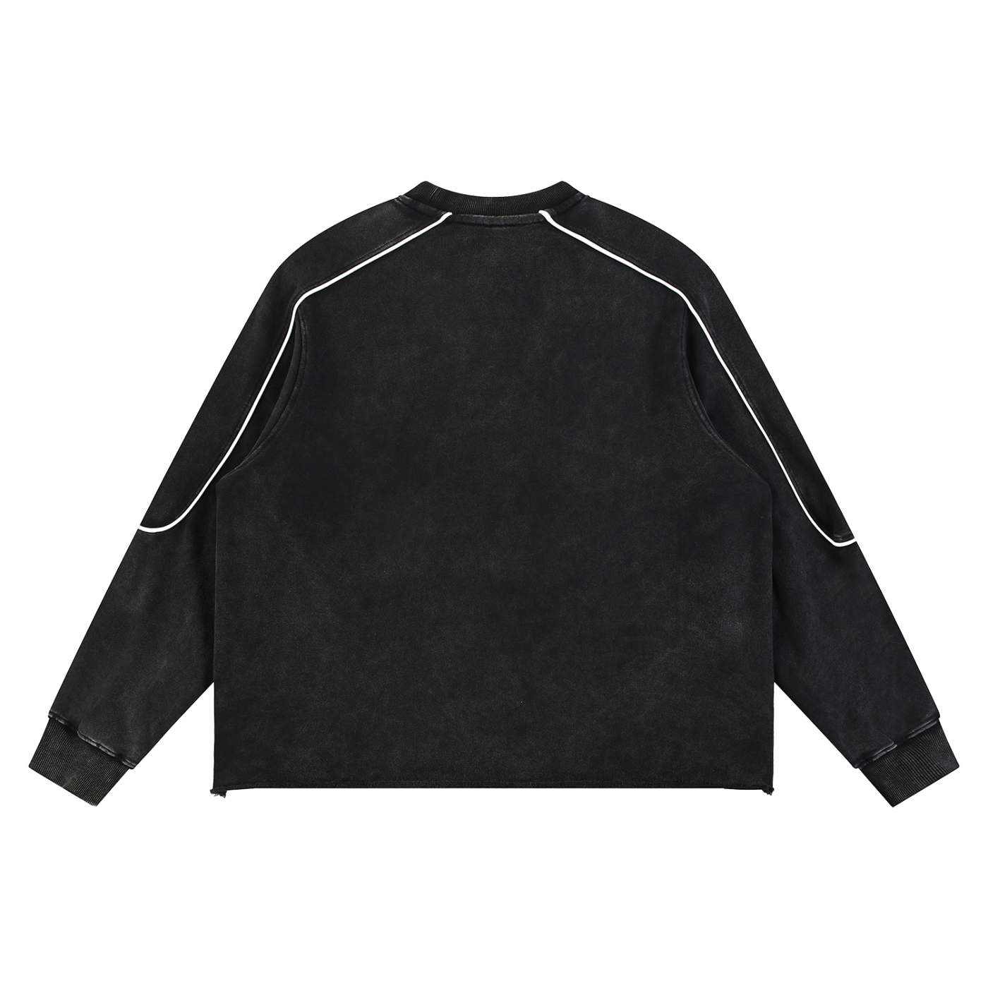 Trippy Face Mineral Wash Piping Raw Hem Sweatshirt