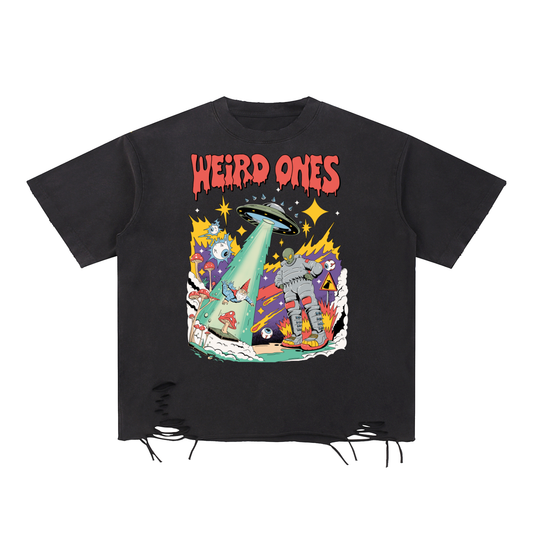 Weird Ones Alien Snow Washed Raw-Hem T-Shirt